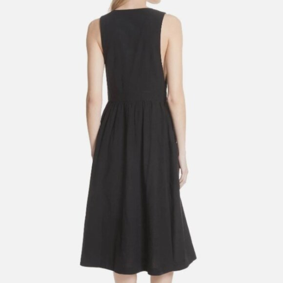 Free People Women's Black Diana V Neck‎ Midi Wrap Dress - Size M Medium - Picture 7 of 7